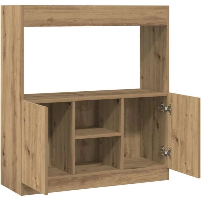 Image of vidaXL Highboard Sideboard Side Cabinet Cupboard Artisian Oak Engineered Wood with Ample Storage Space and Protective Doors for Living Room, Bedroom, Office 92 x 33 100 cm