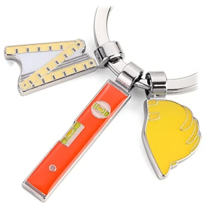 Image of TROIKA Craftsman Keyring Bob with 3 Pendants Made of Metal in the Colour Colourful, KR22 20/CH, multicoloured, 7,7cm, Modern