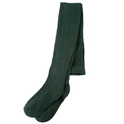 Image of vidaXL Kids&#039; Pantyhose for Toddlers Comfortable Footed School Tights with Glittering Lurex Strip, Dark Green, Size 92