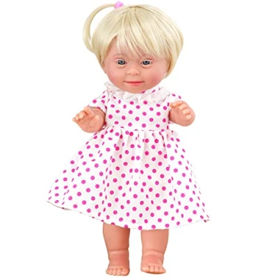 Image of Bibi Doll 14&quot; Realistic Lifelike Full Vinyl Body Baby with Down Syndrome Special Dolly Blonde Girl Toy