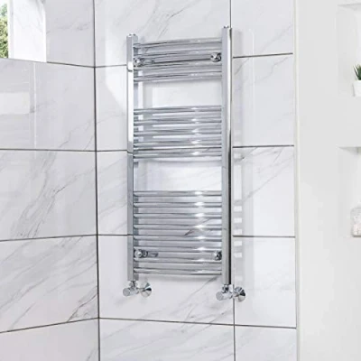 Image of NRG Curved Heated Towel Rail Radiator Bathroom Central Heating Ladder Warmer Rad 900x450mm Chrome