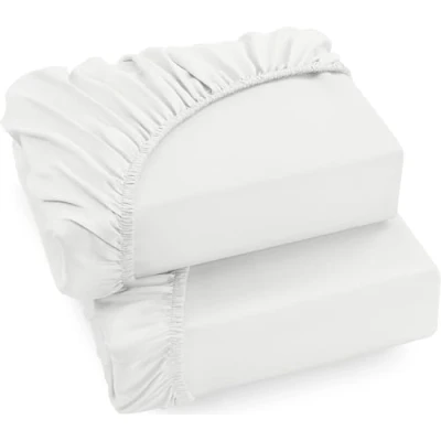 Image of Utopia Bedding Fitted Sheet King (2 Pack), White Deep Pocket 14 inch (35 cm) Easy Care Soft Brushed Microfibre Fabric Shrinkage and Fade Resistant Bottom
