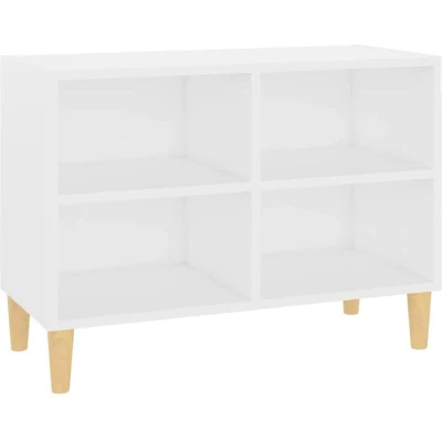 Image of vidaXL TV Cabinet with Solid Wood Legs White 69.5x30x50 cm