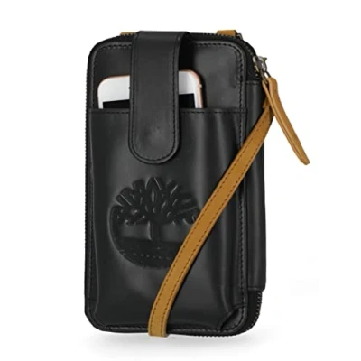 Image of Timberland Pro Women&#039;s Mobile Phone Crossbody Wallet RFID Leather Shoulder Bag, Black (Antique Pink), One Size UK