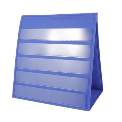 Image of Toyvian Tabletop Desktop Pocket Chart with 20 Dry Erase Cards Teaching Double Sided Self Standing (30.5x33cm)