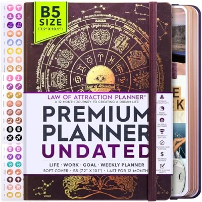 Image of Life Planner Undated Deluxe Weekly, Monthly Planner, a 12 Month Journey To Increase Productivity Organizer, Gratitude Journal, Agenda Do List, Gift Box &amp; Stickers Start Anytime
