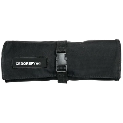 Image of GEDORE Red Tool Roll Bag for 12 Keys with Compartment Small Parts Without Tools Black