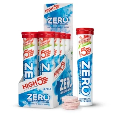 Image of HIGH5 ZERO Electrolyte Tablets Hydration Enhanced with Vitamin C 0 Calories &amp; Sugar Free Boost Hydration, Performance Wellness Strawberry Kiwi, 160 (20x, Pack of 8)