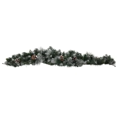 Image of Samuel ALEXANDER 90cm (3ft) Frosted Glacier Christmas Swag Garland with Pine Cones