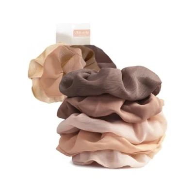 Image of Kitsch Scrunchies for Women&#039;s Hair Crepe Large Ties Women Tie Girls Cute Scrunchie Bands &amp; Ponytail Holders, 5pc (Terra Cotta)