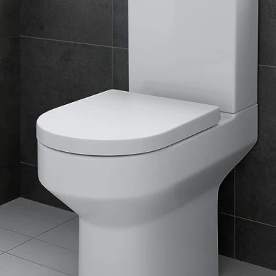 Image of Bathroom Toilet WC Seat Soft Close D Shape Top Fix Hinges White Gloss Modern