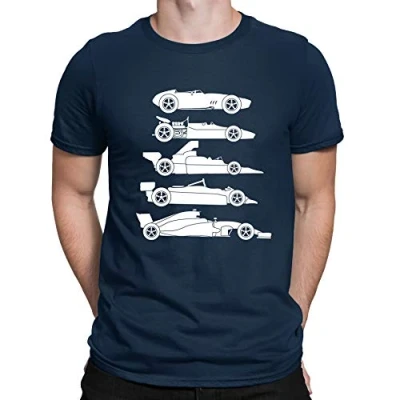 Image of Evolution of The Formula F Car 1 One Mens T Shirt Navy Blue (L)