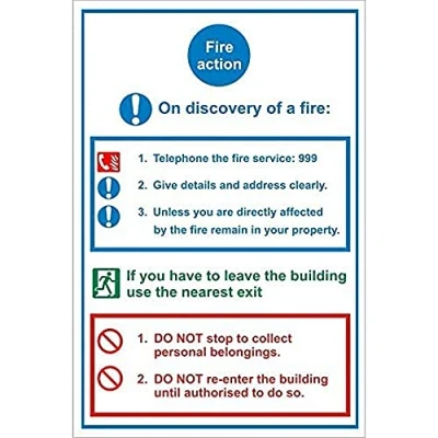 Image of Seco Fire Action On Discovery of A Sign, 200mm x 300mm 1mm Semi Rigid Plastic
