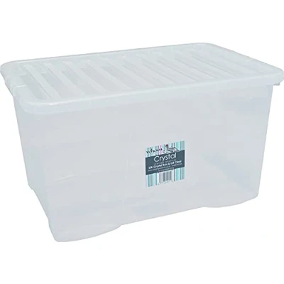 Image of Wham 2 x 14025 Storage Box &amp; Lid 60 L Clear 60X40X33 CM Toy