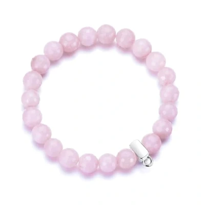 Image of Philip Jones Faceted Rose Quartz Gemstone Charm Stretch Bracelet