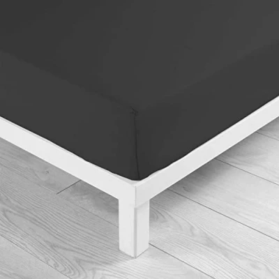 Image of douceur d&#039;intérieur, Fitted Sheet (160 x 200 cm) Lina Black, 100% Cotton