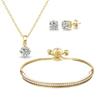 Image of Philip Jones Gold Plated Friendship Set Created with Zircondia® Crystals