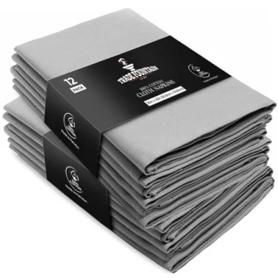 Image of Trade Fountain Cloth Napkins Set of 12 Cotton 50.8 x CM Reusable Oversized Made Pure Fabric Used as Dinner (Grey)