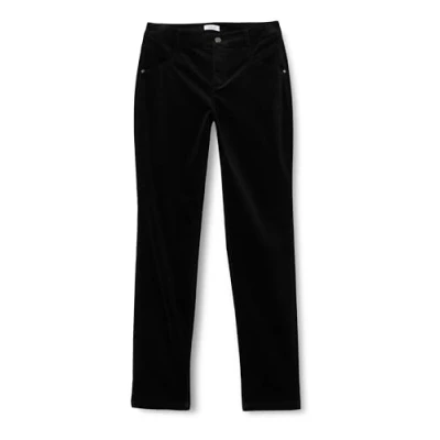 Image of s.Oliver Women&#039;s Corduroy Trousers, Relaxed Fit, Black, 34, 34W x 30L