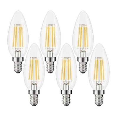 Image of HANCLLED E14 Dimmalbe LED Candle Bulbs Warm White 4W Vintage Small Edison Screw SES Filament Bulb C35 Clear Decorative Lamp Light Energy Saving [6 Pack]