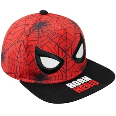 Image of Marvel Spiderman Boys Baseball Cap with Adjustable Strap, Lightweight Snapback Sun Hat for Kids &amp; Teens Gifts Red/Black