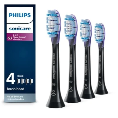 Image of SONICARE Philips Genuine G3 Premium Gum Care Replacement Toothbrush Heads, 4 Brush Black, HX9054/95