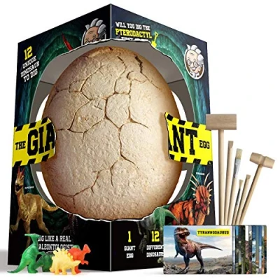 Image of Giant Dinosaur Egg Dig Kit Jumbo Dino Eggs Surprise Toy Excavation Kits Toys Archaeology Science STEM Gifts for Kids Age 6 7 8 9 10 Years Old