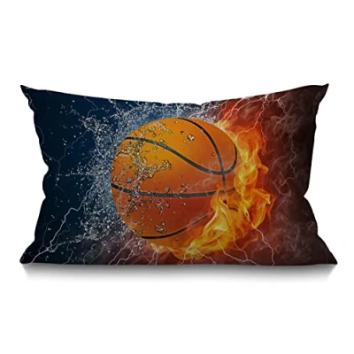 Image of BGBDEIA 12x20 Inches Cushion Cover Rustic Farmhouse Decor Basketball Pillowcases Cotton Linen Flame Throw Pillow Case Covers for Sofa Couch Bedroom 30 x 50 cm