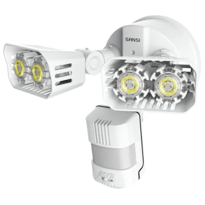 Image of SANSI 18W LED Security Lights Outdoor Motion Sensor Mains Powered, Outside with Floodlight PIR 1800LM 5000K IP65 Waterproof, Adjustable Twin for Exterior Lighting
