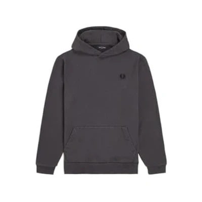 Image of Fred Perry Mens Unisex Heavy Weight 100% Cotton Hooded Sweatshirt M6673 W04 in Gunmetal Grey Blue Size Large