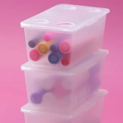 Image of IKEA ASIA GLIS Box with Lid Transparent 17 x 10 cm Set of 3