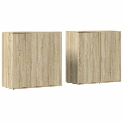 Image of vidaXL Sideboards 2 pcs Sonoma Oak 79x38x80 cm Engineered Wood