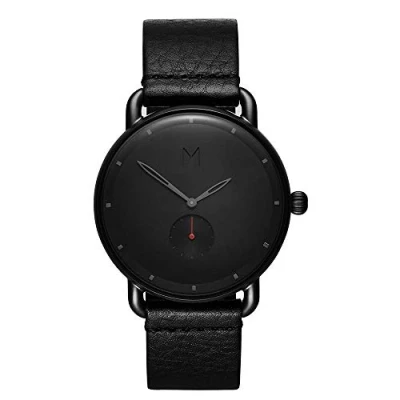 Image of MVMT Analogue Quartz Watch for Men with Black Leather Strap D MR01 BBL