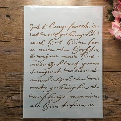 Image of Stencils for Painting on Wood,A4 29cm Vintage Mail Letter Paragraph Reusable Painting,Stencils Craft,Walls Stencils,DIY Art Projects