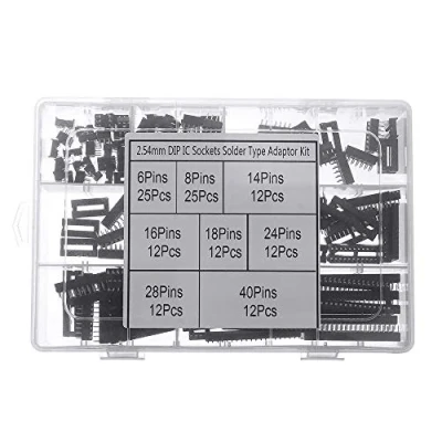Image of DollaTek 122pcs DIP IC Socket Adaptor Solder Type Kit 6/8/14/16/18/24/28/40 Pins