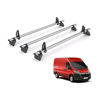 Image of Rhino Roof Rack for Citroen Relay (2006+) 3 Kammbar Fleet Bars with Loadstops IA3FL/KLS2