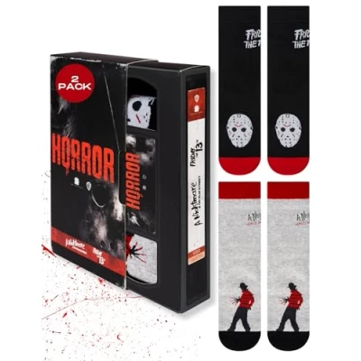 Image of soxo Horror Men Socks For Halloween Funny Ladies Gift Ideas Long Womens Sock Men&#039;s Funky Gifts 2 Pairs 2.5 6.5