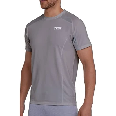 Image of TCA Quick Dry T Shirt Gym Top for Men Short Sleeve Running Mens Clothes Cool Grey, M