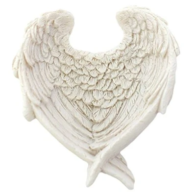 Image of Jones Home &amp; Gift Beautiful White Angel Wing Trinket Holder Dish Resin Ornament