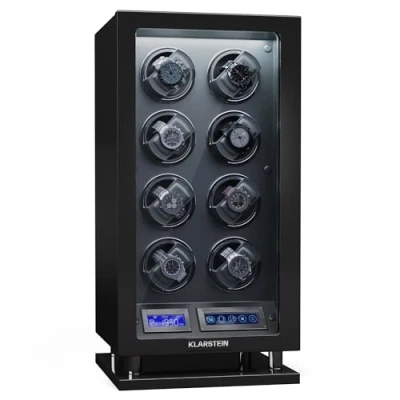 Image of KLARSTEIN watch winder for automatic watches, 8 with acrylic door, winder, blue LEDs, 5 TPD settings
