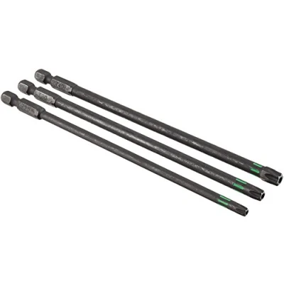 Image of kwb 3 Piece Tamper Torx Bits Set (TT25, TT30, TT40) Torsion, TQ 60 Steel, Mega Grip Rips, 150mm Length