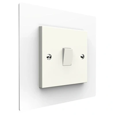 Image of Displaypro Single, Double Light Switch Surround Acrylic Finger Plate Panel Plug Socket (White Single)