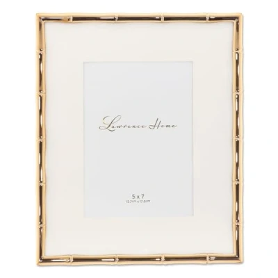 Image of Lawrence Frames Bamboo Design Metal Frame, 8x10, Matted 5x7, Gold