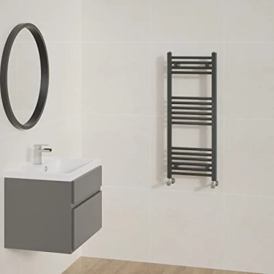 Image of NRG Straight Anthracite Bathroom Heated Towel Rail Radiator Central Heating Ladder Rad Warmer 1000x400mm