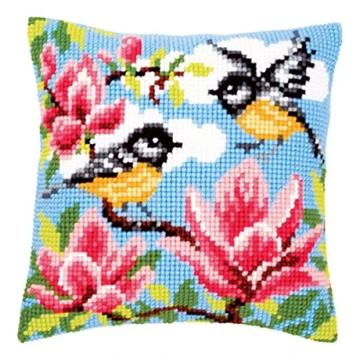 Image of Vervaco Blue Tits Cross Stitch Cushion, Multi Colour