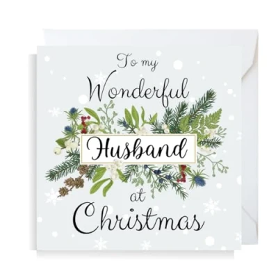 Image of Second Ave Cute MIstletoe Husband Square Christmas Xmas Holiday Festive Greetings Card
