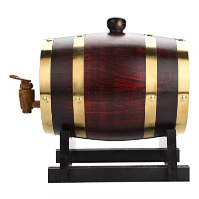 Image of Oak Barrel,1.5L Vintage Wood Timber Aging Wine Spirit Whiskey Storage Barrel with Tap for Beer Rum Port