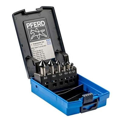 Image of PFERD HSS Taper/Deburring Countersink Set, 6 Pieces, 90, Diameter 6.3 20.5 mm, DIN 335 C, HICOAT 25202160 for Countersinking 90 Screws