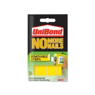 Image of Unibond No More Nails Strip Ultra strong Removable Translucent Pack of 20