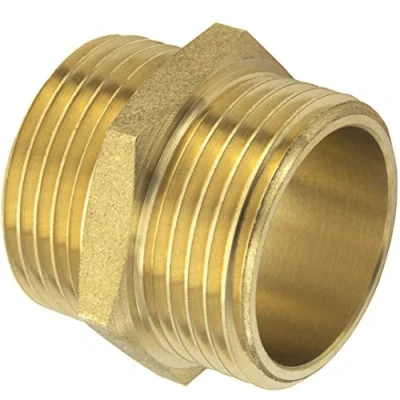 Image of SHYNE Premium 3/4 inch Double Nipple External Thread on Both Sides Made of Brass Robust and Rustproof Connection Pipe
